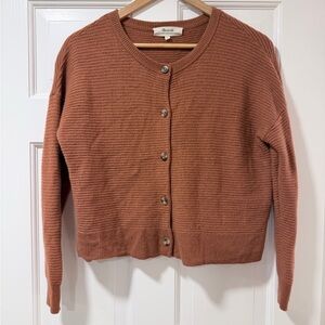 Madewell 100% Cashmere Rust Button-Up Cardigan